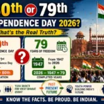 80th or 79th Independence Day of India in 2026 infographic comparing the 80th Independence Day celebration with 79 completed years of freedom